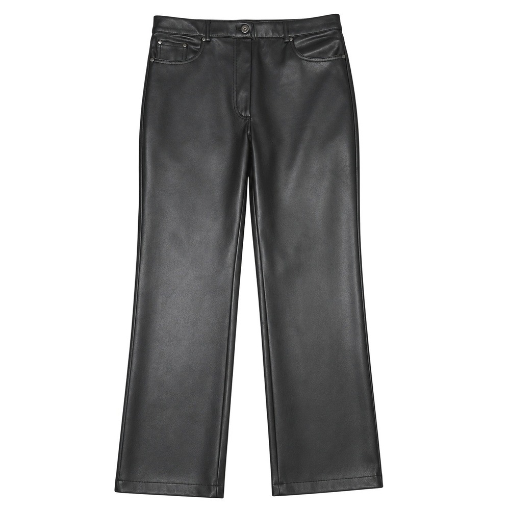 7 For All Mankind Faux Leather Pants Womens L Black Straight Leg Vegan Night Out